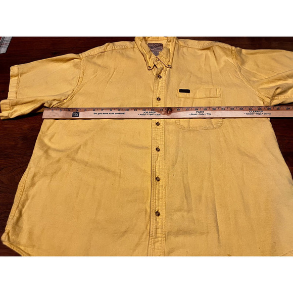 Woolrich Shirt Men's 2XL Yellow Button Short Sleeve Flannel Outdoor VTG Y2K - Picture 7 of 10